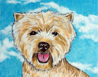 West Highland White Terrier with the Sky Dog art tile coaster