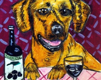 Rhodesian Ridgeback at the Wine Bar Dog Art coaster tile Gift