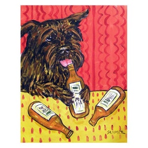 Affenpinscher - Hund - Kunst - 13x19 Druck - moderne Volkskunst - Bier - Bar Dekor - Wandkunst