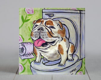 bulldog art, bulldog coaster, bulldog bathroom,bulldog gift, animal decor, bulldog coaster, bulldog, animal coaster, animal decor, coaster