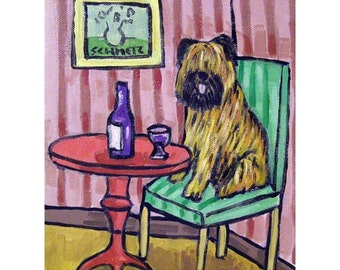 briard art - Briard After the Break up Dog Art Print 13x19 JSCHMETZ modern FOLK  POP art - briard gifts