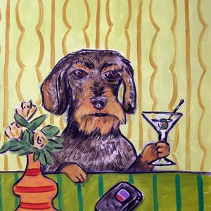 dachshund martini art dog print on matte or glossy paper