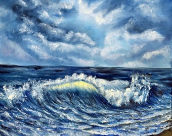 Crashing Wave Beach Coastal Night Scene home decor coaster tile gift art