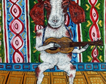 goat gift aret tile coaster - gift for guitar player - home decor