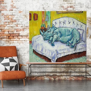 Nashorn schlafend - Kunstdruck - TierSchlafzimmer - verschiedene Größen