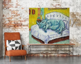 Rhino sleeping art print - animalbedroom decor - multiple sizes