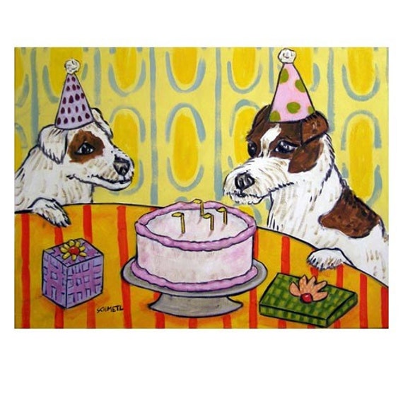 Party Hat Jack Russell Birthday Cake Dog In A Party Hat Licking On A  Birthday Cake