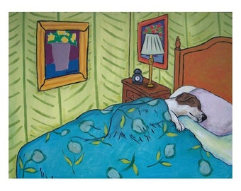 jack russell taking a nap dog art print - 13x19 - matte or glossy