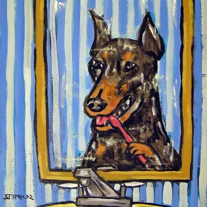 doberman pinscher tile, animal art coaster, doberman art, dog coaster set, ceramic doberman, animal gift, dog pet art, dog art print, pet image 1