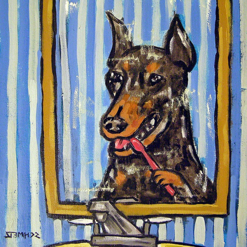 doberman pinscher tile, animal art coaster, doberman art, dog coaster set, ceramic doberman, animal gift, dog pet art, dog art print, pet image 1