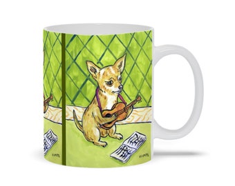 Chihuahua Mug - Guitar Player - Dog Lover Art Mug - Coffee Decor Mugs