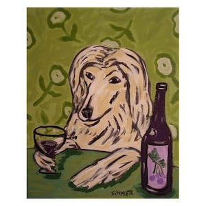 Afghan Hound - art print - dog - wine art print - from oil painting by Jay Schmetz