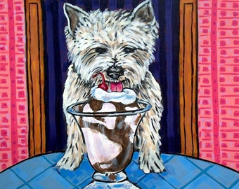 West Highland White Terrier dog coaster tile art gift ice cream