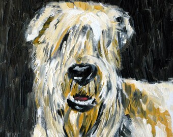 soft coated wheaten terrier angel dog art PRINT - stretched canvas or paper print - multiple sizes