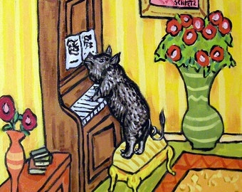 Pig playing piano - animal art - tile coaster - gift