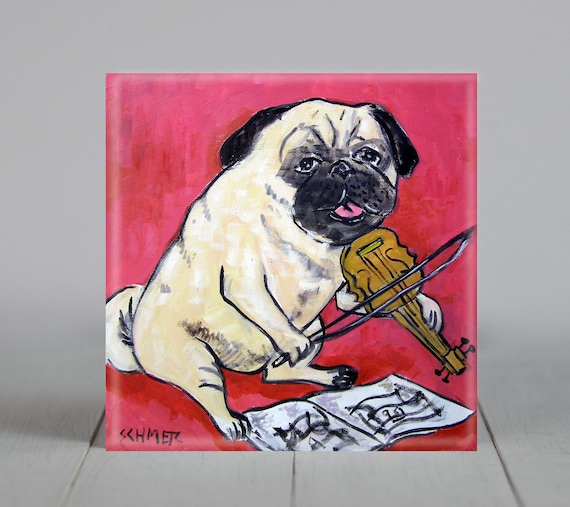 bulldog computer dog art tile coastetr gift artwork modern
