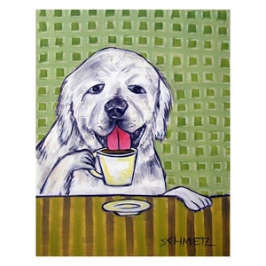 Great Pyrenees dog art print - coffee decor - 13x19 - matte or glossy - birthday fathers mothers day gift