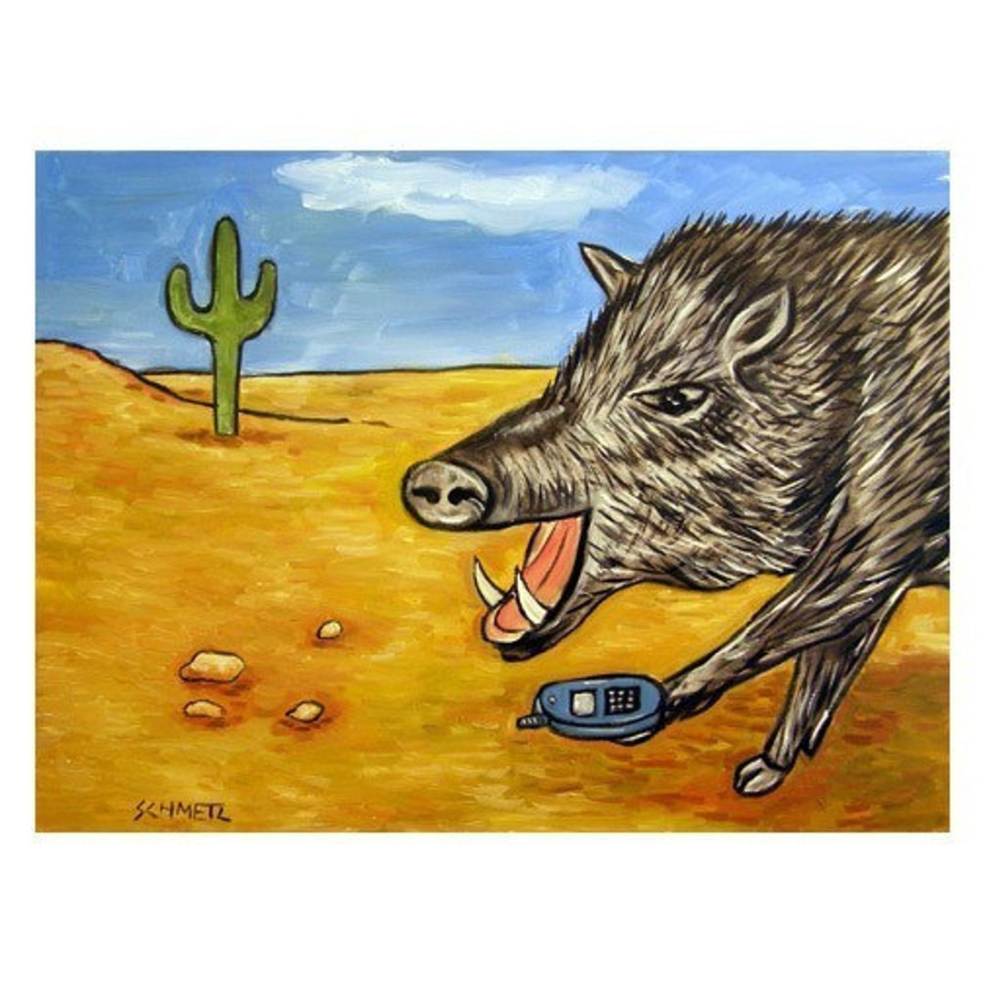 Javelina Art Print on Ready to Han Canvas or Print on Paper Home Decor