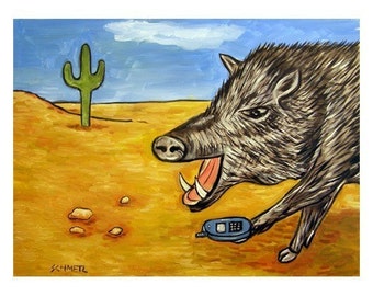 javelina art print on ready to han canvas or print on paper home decor