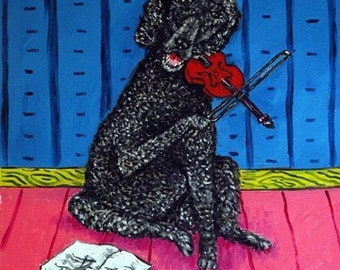 Poodle Playing the Violin Dog Art coaster tile Gift - multiple sizes available