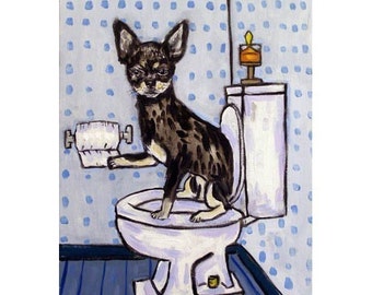 chihuahua art - Chihuahua  - dog - art - print - poster - gift - bathroom - 13x19 print - modern folk art