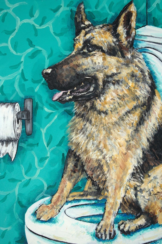 German Shepherd Art Bathroom Canvas Print Animal Decor Dog Etsy