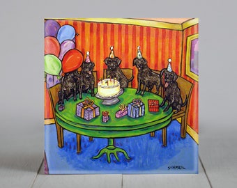 Black Labrador Retriever lab dog birthday coaster tile animal home accent - multipel sizxes available