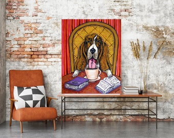 Basset Hound dog coffee decor art print cafe