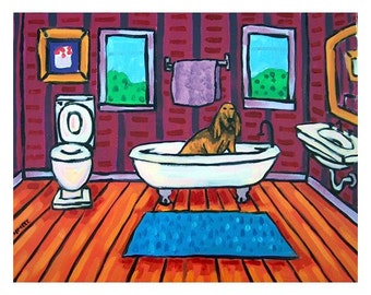 Bloodhound Taking a Bath Dog Art Print
