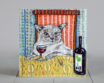 tonkinese cat wine coaster tile gift pet decor art - multiple sizes available