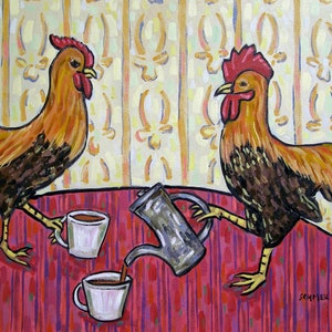 chicken art tile coaster gift coffee animal decor gifts image 2