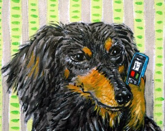 Dachshund doxie weiner dog art canvas print on canvas on eityher .75 or 1.5 edge stretcher bars