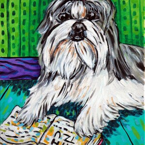 Shih Tzu print, shih tzu art, shih tzu canvas, canvas wall art dog, dog art print,library decor, animal decor, ready to hang