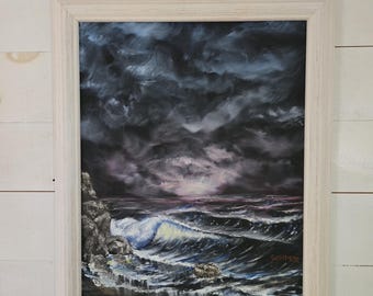 Stormy beach 16x20 coastal oil on canvas
