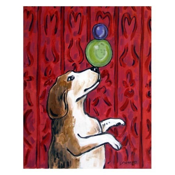 BEAGLE dog art PRINT poster gift JSCHMETZ modern folk kitchen cereal 13x19 