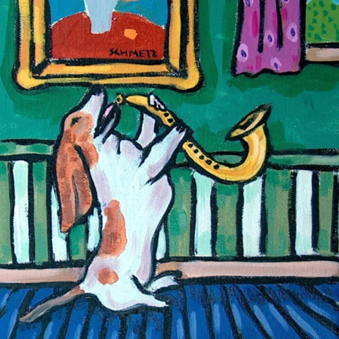 Basset Hound Playing the Saxophone Dog Art Tile Coaster Gift Etsy
