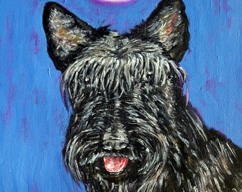 scottish terrier angel dog art print on coaster tile gift  modern folk pop art JSCHMETZ