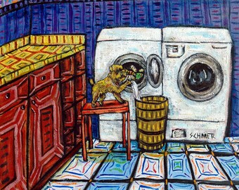 dog art coaster, brussels griffon laundry, animal decor