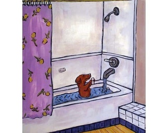 dachshund bathroom wall decor - 13x19 - matte or glossy print