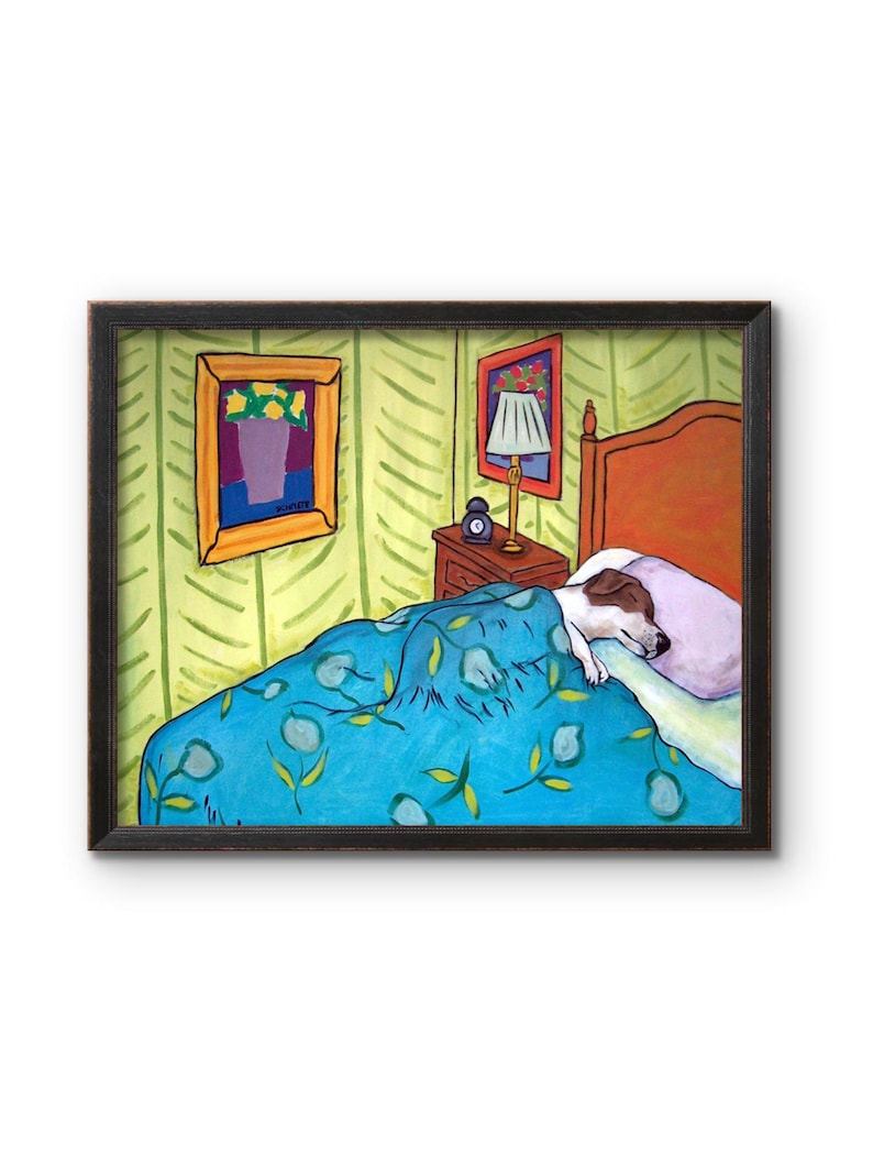 Jack Russell Terrier Art Print, Sleeping Dog Canvas Wall Art, Matte Glossy Poster, Cute Puppy Painting, Pet Lover Gift, 8x10 16x20 24x30 image 4