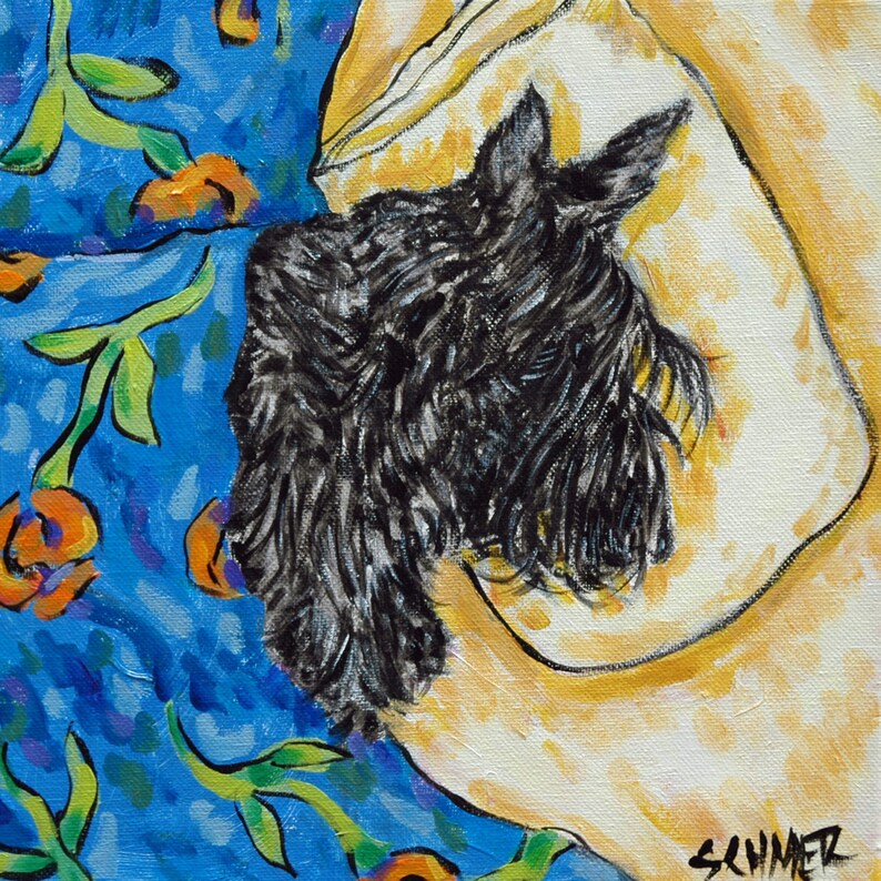 Shar PEi Sleeping bedroom dog art tile coaster gift