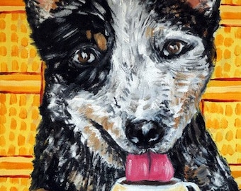 Australian Cattle dog,  print, coffee art, coffee print, dog, dog art, cattle dog print, pop art