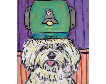 Maltese at the Salon Dog Art Print 8x10  JSCHMETZ modern abstract folk pop art AMERICAN ART gift