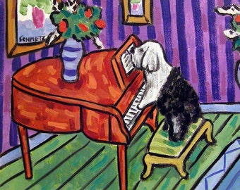 SB-07509 Old English Sheepdog dog art coaster art gift pet by schmetzpetz