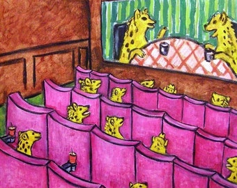 Hyena at the Movies Animal art tile coaster
