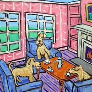 Irish Terrier Tea Time – Hundekunst – Fliesenuntersetzer – Geschenk für Tierliebhaber
