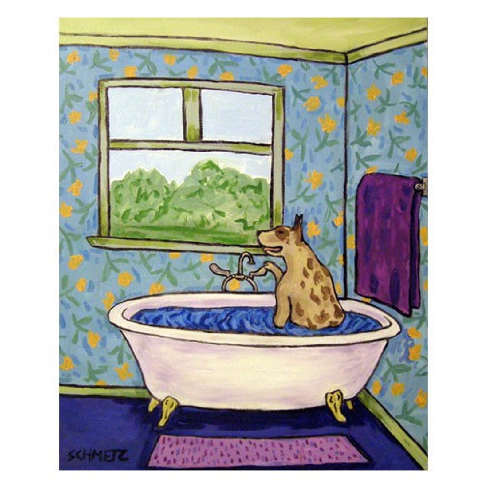 Great Dane Bath Art Print bathroom JSCHMETZ modern FOLK POP Etsy