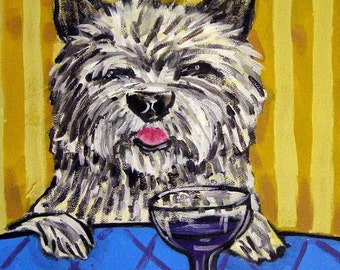 Cairn Terrier at the Wine Bar Dog Art coaster tile Gift -  multiple sizes available