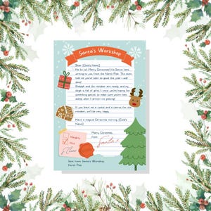 Plantilla de carta personalizada para Papá Noel / Sorpresa de Nochebuena hecha a mano / Diseño de Canva editable / Descarga instantánea / Tradición navideña mágica