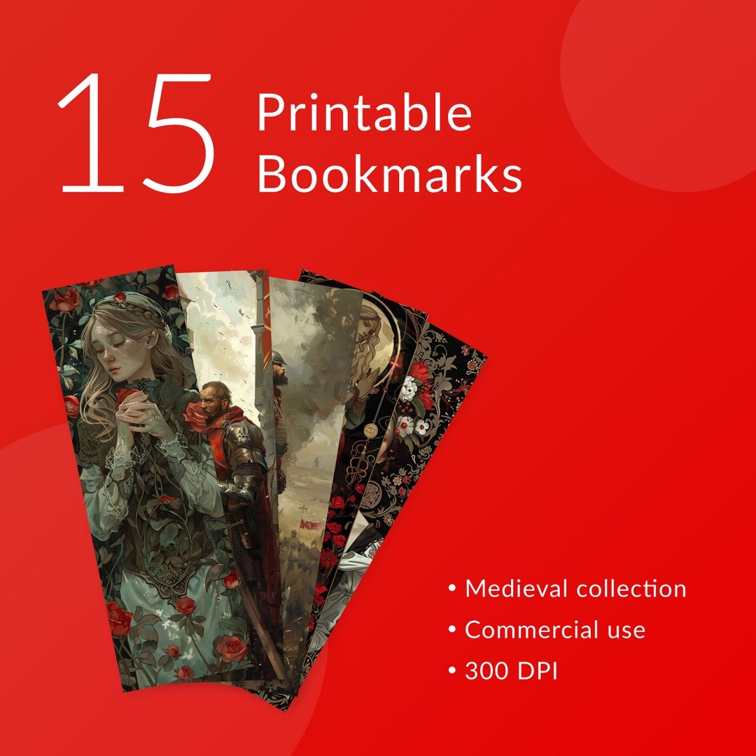 15 Printable Digital Bookmarks PDF Bookmark Set PNG Unique Bookmarks JPG Bookmarks for Digital ...